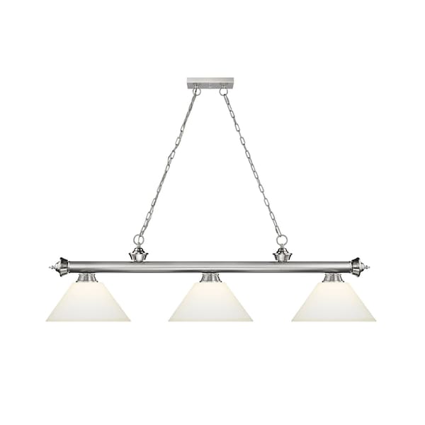 Cordon 3 Light Billiard, Brushed Nickel & Matte Opal